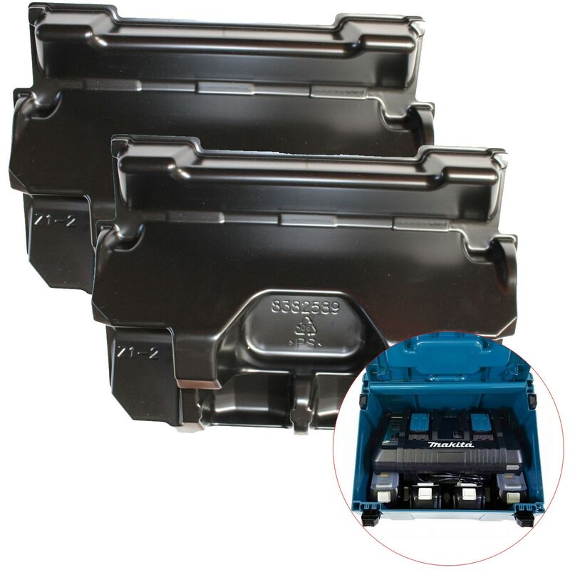 2 x Makita makpac 839205-3 Inner Inlay Type 2 3 Case DC18RD DC18RC BL1830 40 50