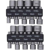 2 × 9 Piece Socket Set, Deep Socket Set, 5-13mm Socket Wrench Socket Adapter Kit, 1/4" Hex for Ratchet Socket Drive Parts