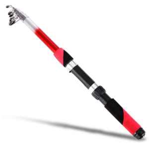 2.1M Portable Telescopic Fishing Rod Fiberglass Fishing Pole Travel Sea Fishing Spinning Rod, Red - Red