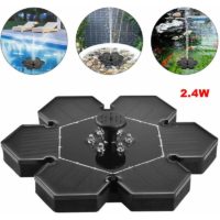 2.4W Solar Bird Bath Fountain Pump with LED Lights Solar Panel Kit Water Pump Built-in Lithium Battery Portable Submersible Independent Water Pumps