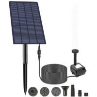 2.5W Solar Fountain Pump with with 4 Nozzles diy Birdbath Submersible Water Pump Wall-mounted Plug-in Fountain Pump for Fish Tank Garden Pool