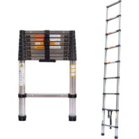2.6M Telescopic Extension Ladder, Multi-Purpose Folding Telescoping Ladder, Heavy Duty Stainless Steel Portable Retractable Loft Ladder for Roof