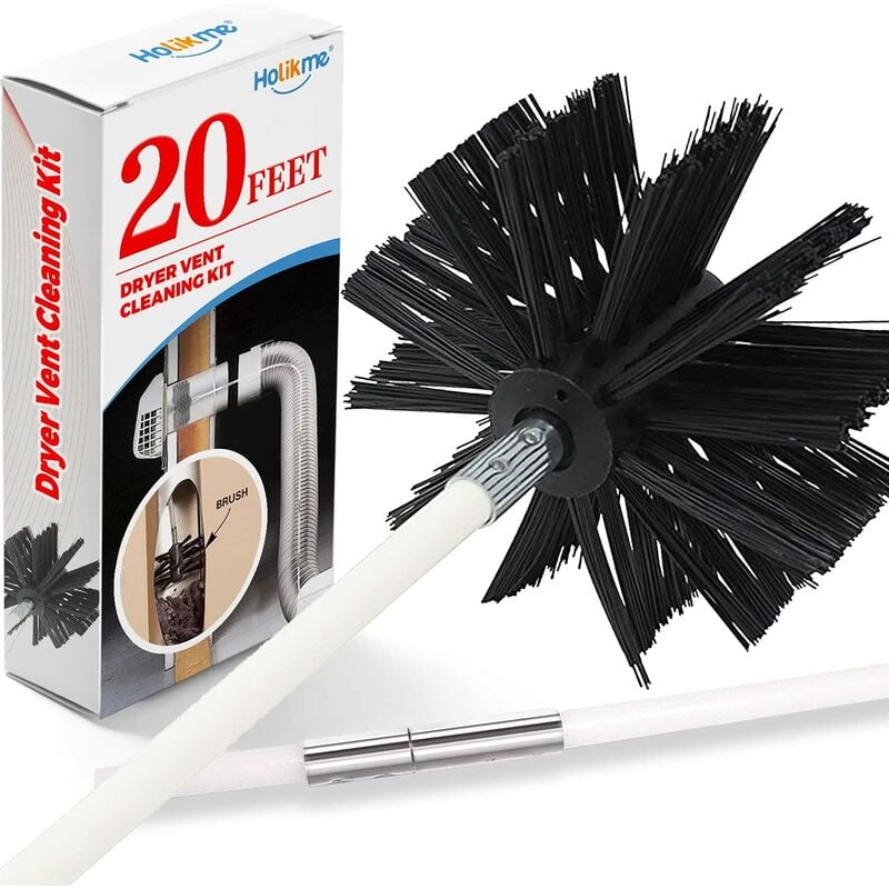 20 Feet Dryer Vent Cleaner Kit, Lint Remover, Extends Up to 20 Feet, Synthetic Brush Head, Use with or Without a Power Drill