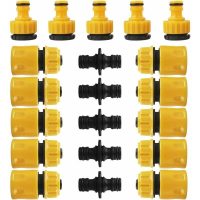 20 pieces hose connectors plastic faucet connectors, garden hose quick couplings double hose connectors 1/2 and 3/4 hose quick coupling