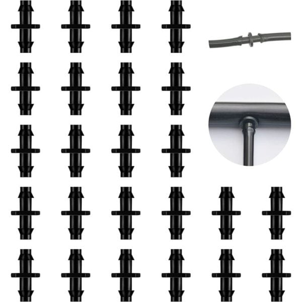 200 Pieces Drip Irrigation Connectors, Barbed Drip Irrigation Connectors Fits 4/7 Inch Tubing, Irrigation Straight Joints(diameter:6.7mm)