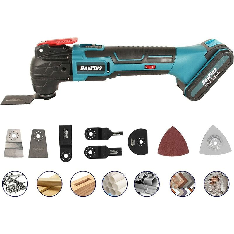 20000rpm Oscillation Multi Tool with 4� Oscillating Angle Various Blades Sandpaper Adjustable Speed 21V Powerful Useful DIY Tool for Polishing