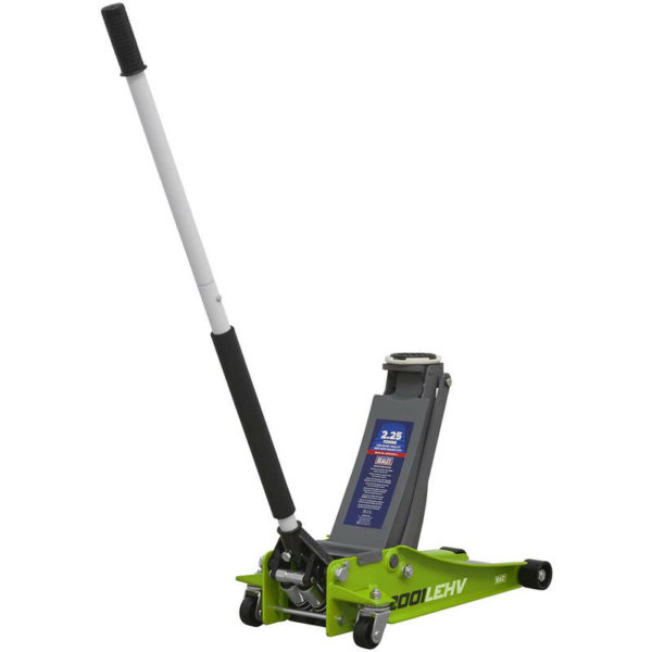 2001LEHV Low Entry 2.25tonne Trolley Jack with Rocket Lift - Hi-Vis Green - Sealey