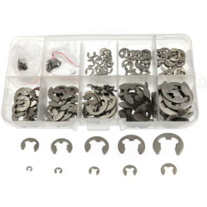 200PCS 304 Stainless Steel E-Clip Assortment Kit M1.5-10 Circlip External Retaining Rings Set - 200PCS