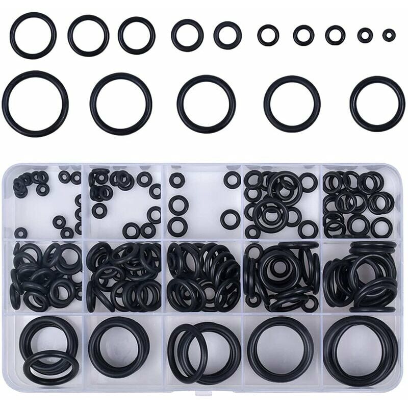 200PCS Rubber Seals, O-Rings Assortment Black Hydraulic Plumbing Seals Faucet, Appliances, Bearing, Pump