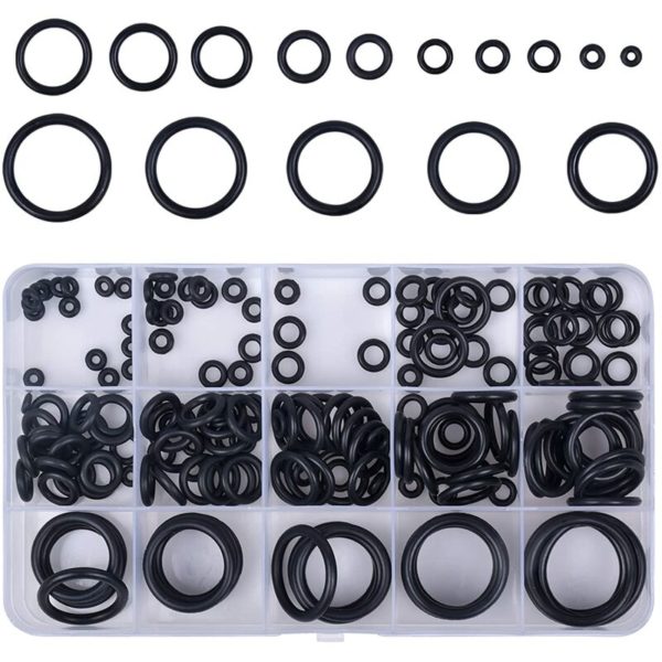 200PCS Rubber Seals, O-Rings Assortment Black Hydraulic Plumbing Seals Faucet, Appliances, Bearing, Pump