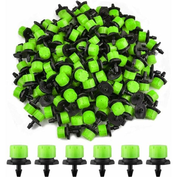 200pcs Adjustable Irrigation Dripper, 1/4'' Drip Irrigation System Micro Flow Drip Head Irrigation Mist Nozzles for Vegetable Gardens or Flower Beds
