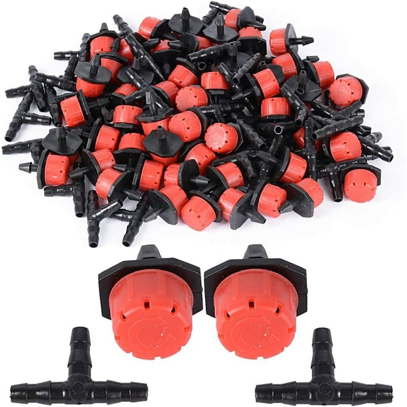 200pcs Adjustable Irrigation Dripper+Tee Hose Joint Sprinkler System ...