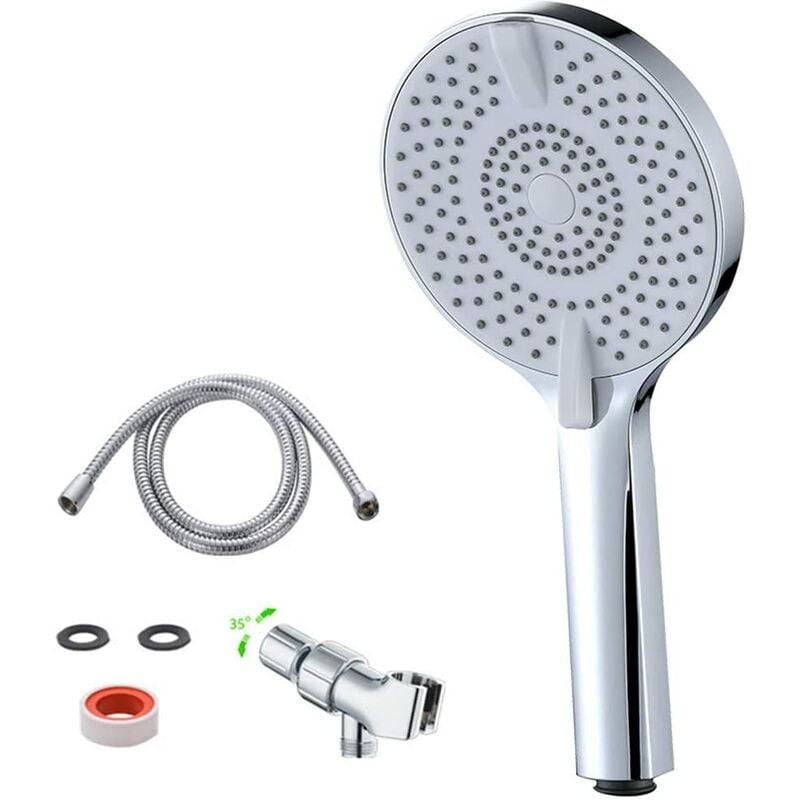 2022 New Shower Head, 4 Mode High Pressure Shower Head with 1.5m Hose + Self Adhesive Holder