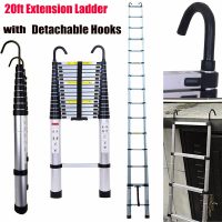 20FT Tall Telescoping Ladder Extension Collapsible Ladders Aluminum with Hooks
