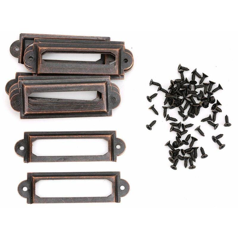 20Pcs Metal Label Holder, Name Tag Frame Door Handle File Cabinet Drawer Name Frame Office Decoration (Red Bronze)