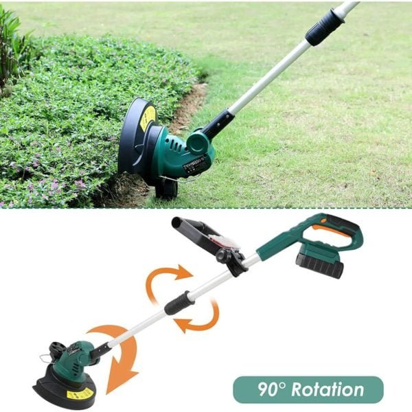 20V Cordless Electric Strimmer ,Garden Strimmer/Edger, 25cm utting Path, 20V 2Ah Lithium-Ion Battery&Charger, Adjustable Handles, Telescopic Shaft,