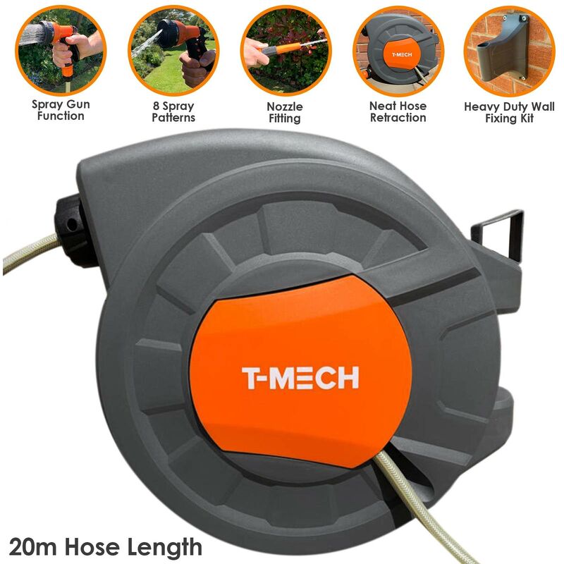 20m Retractable Hosepipe - Grey & Orange