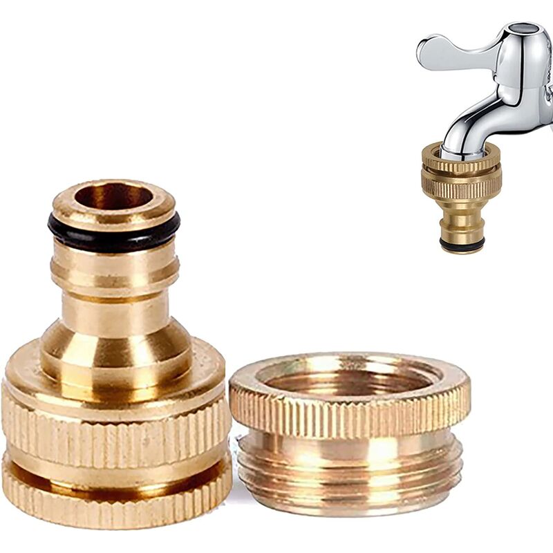 20mm to 25mm Threaded Brass Garden Tap Connector - Brass Quick Connector for Garden Hose