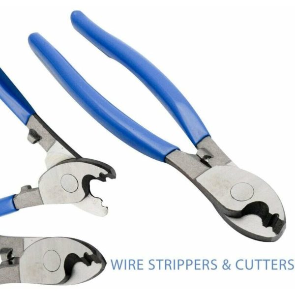 215mm Wire Stripper Adjustable Electric Cable Cutter Electric Cable Shears Cutting Tool for Cutting Aluminium, Copper and Plastic Covered Cables Blue