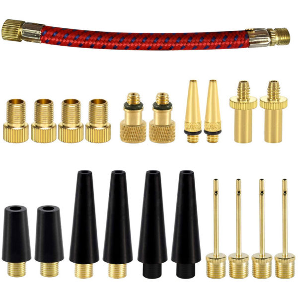 21PCS Bike Tire Valve Adapters, Ball Pump Needle, Adapters Kit as Inflation Devices and Accessories fit for standard pump or Air Compressor,model:Gold