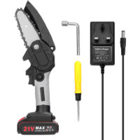 21V Mini 4-Inch Electric Chain Saw,Home Handheld Lithium Chainsaw,Small Woodworking Garden Logging Saw,Brush Motor,UK Plug 1 Battery - uk Plug 1