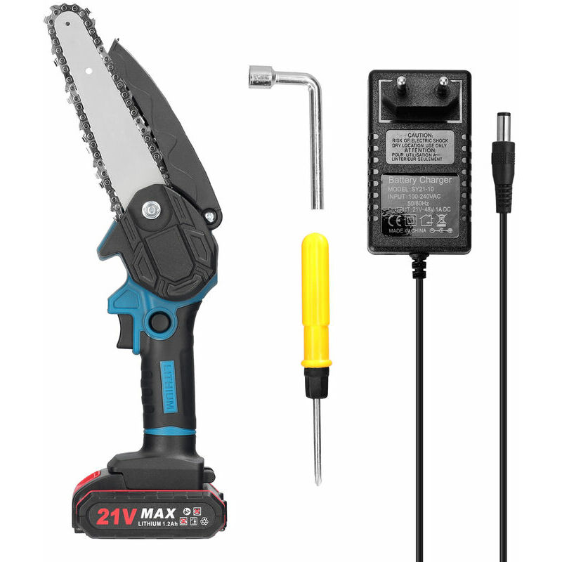 21V mini 6 Zoll elektrische Kettensäge home portable lithium electric saw small wood garden lumberjack saw brush motor black green models one power