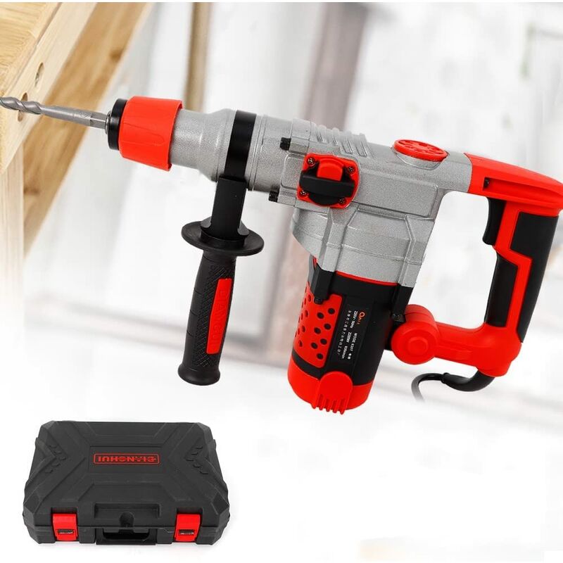 2200W Electric Hammer Drill - Impact Drill - 50 Hz - 0-930 rpm - SDS-Plus Hammer Drill - Chisel Hammer - Impact Drill + Case - Flkwoh
