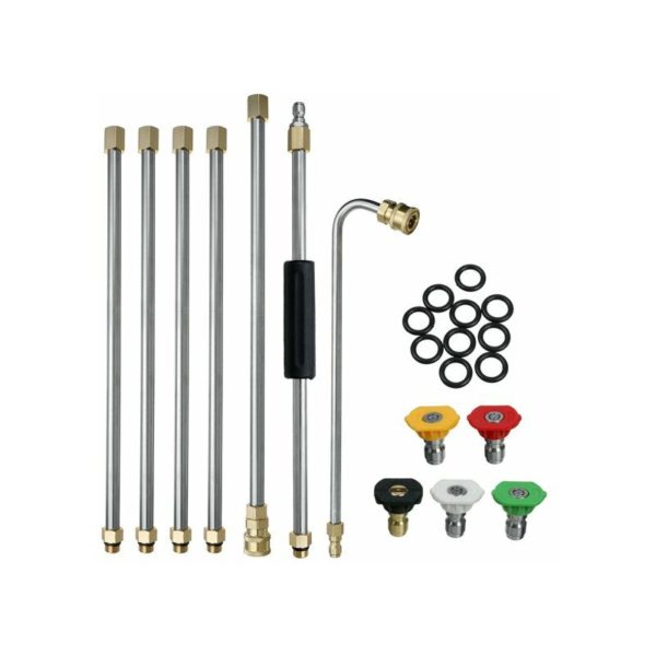 22Pcs Set 1/4inch Pressure Washer Extension Spray Lance Wand with Nozzle O-Ring, Pressure Washer 1/4inch Extension Spray Wand