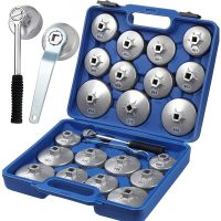 23PCS Cup Typ Oil Filter Wrench, Aluminum Cap Oil Filter Wrench Removal Car Socket Remover Tool Kit