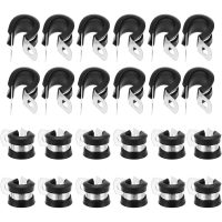 24 Pieces Stainless Steel Hose Clamps Hose Clamp 10mm Rubber Lining p Clips Hose Clamps Durable Cushioned Cable Ties for Electrical Automotive Tube
