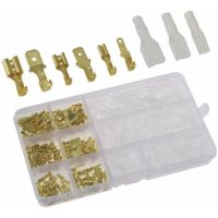 240pcs 2.8mm 4.8mm 6.3mm Wire Terminal Crimp Male Female Spade Connectors with Insulating Sleeves Assortment Kit Gold Plated Brass