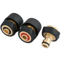24529 Brass and Rubber Hose Connector 3 Piece Set - n/a - Draper