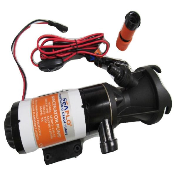 24V Portable Macerator Waste Pump - 45LPM 7AMP Holding Tank Self Priming rv Motorhome Toilet