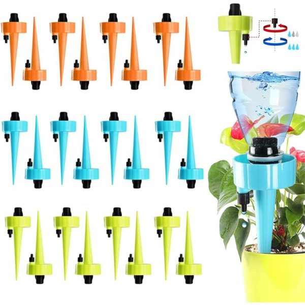 24pcs Automatic Watering Tips, Adjustable Plant Watering, Automatic Drip Irrigation Sprinkler with Release Control Valve Switch - Three Colors