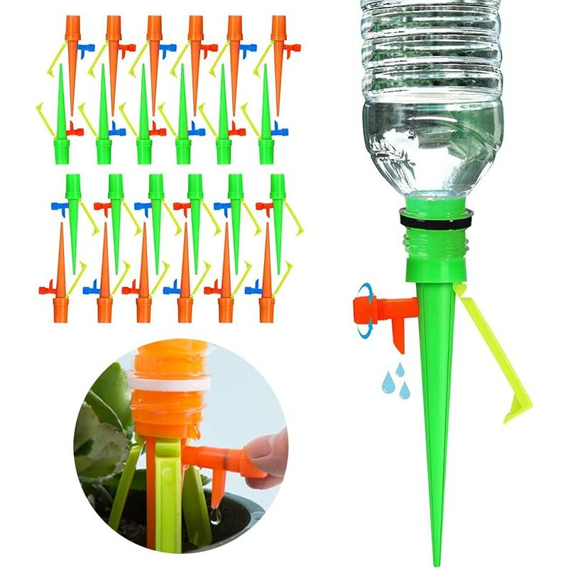 24pcs Automatic Watering Tips, Adjustable Plant Watering, Automatic Drip Irrigation Sprinkler with Release Control Valve Switch - Two Colors