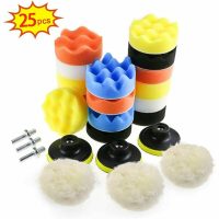 25 Pieces Car Polishing Sponge, 3inch 80mm Buffing Pad Polishing Sponge Sponge Buffing Kit, Polishing Sponge Kit Buffing Waxing Pads with M10 Drill