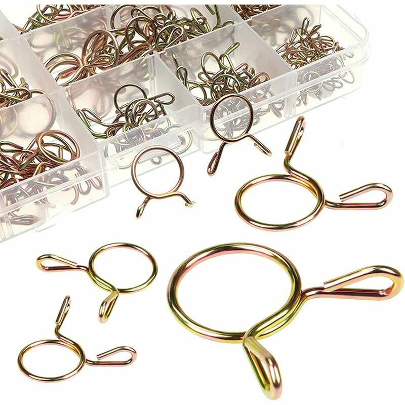 250 Pieces Hose Spring Clip, rlife Steel Spring Hose Clamp, Commonly Used for Water Pipes, Pipes, Gas Pipes