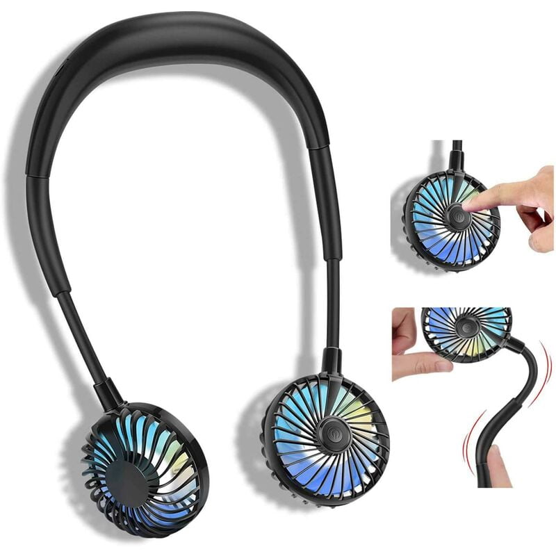2500MAH Portable Fan, Neck Fan, Handsfree USB Mini Neck Fan Portable Rechargeable Desk Fan for Sports, Office, Home, Outdoors