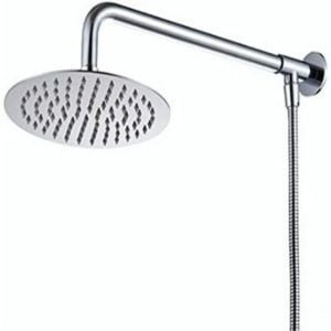 25cm Wall Mounted Rainfall Round Shower Head With Shower Arm Shower Hose Stainless Steel Chrome Finished