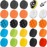 25pcs 80mm Buffing Pad Polishing Sponge Sponge Buffing Kit for with M14 Drill Bit For Car Ponage Buffing for RO/DA Dual Action Polisher Buffing