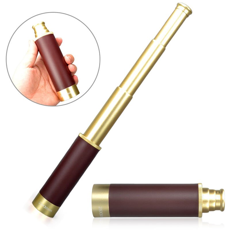 25x30 Pocket Zoomable Monocular Pirate Telescope Portable Collapsible Handheld Vintage Monocular Telescope,model: 25x30 - model: 25x30