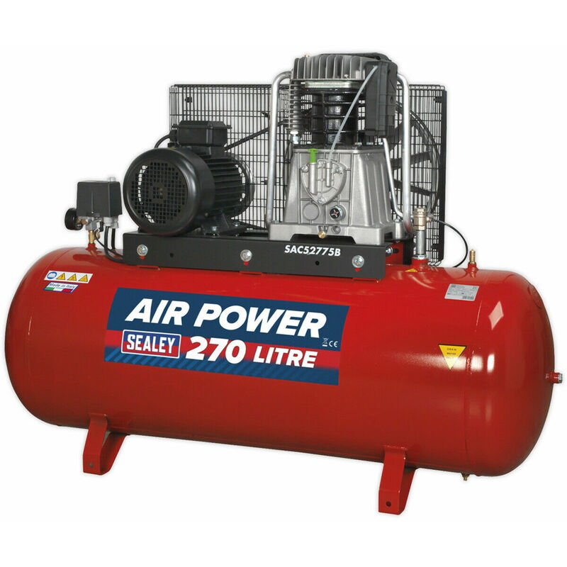 270 Litre Belt Drive Air Compressor - 2-Stage Pump System 7.5hp Motor - 3 Phase