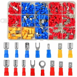 280 pcs, crimp connector assortment, electrical connector set contains ring lugs, flat plugs, flat sockets and spade lugs (280)