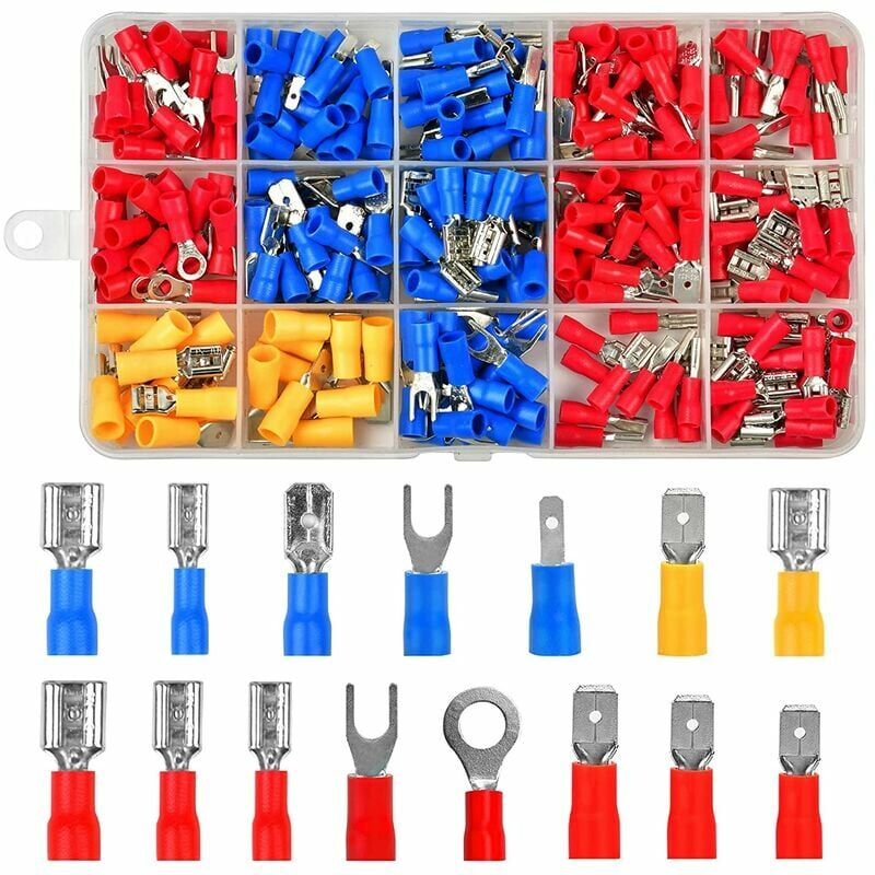 280 Pcs Crimp Connector Assortment Electrical Connector Set Contains Ring Lugs Flat Plugs 