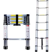 2M Telescoping Ladder, Portable Aluminum Telescopic Height Extension Multi Purpose Loft Ladder, 330 pound/150 kg Capacity (Silver)