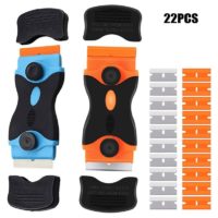 2PACK Razor Blade Scraper, 2-in-1 Scraper Tool with 10Pcs Plastic Blades and 10Pcs Metal Blades, Multi-Purpose Cleaning Razor Scraper for Decals,