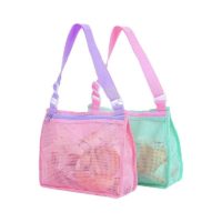 2PC Mesh Beach Bag for Kids - Shell Collection Bag Sand Beach Tote Bag for Outdoor Pool Toys Travel Towels Storage Bags