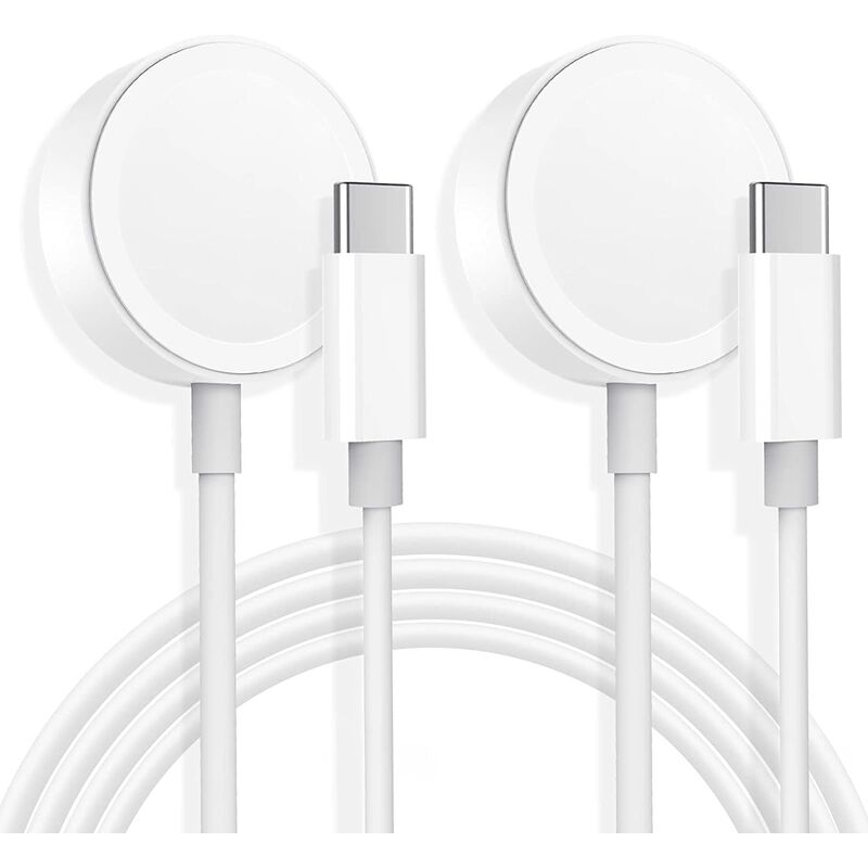 2PC, wireless charger for a-p watch, magnetic charging cable 2345/6/SE, type c (white, 30cm)