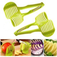2PCS Best Utensils Tomato Slicer Lemon Cutter Multi-Purpose Handheld Round Plastic Fruit Tongs Onion Holder Easy Slice Kiwi Fruit Vegetable Tools