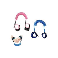 2PCS Child Safety Leash, Baby Anti-Lost Wrist Strap, 360° Rotation Breathable Cotton Wrist Strap, 1.5M (Red/Blue) Harness